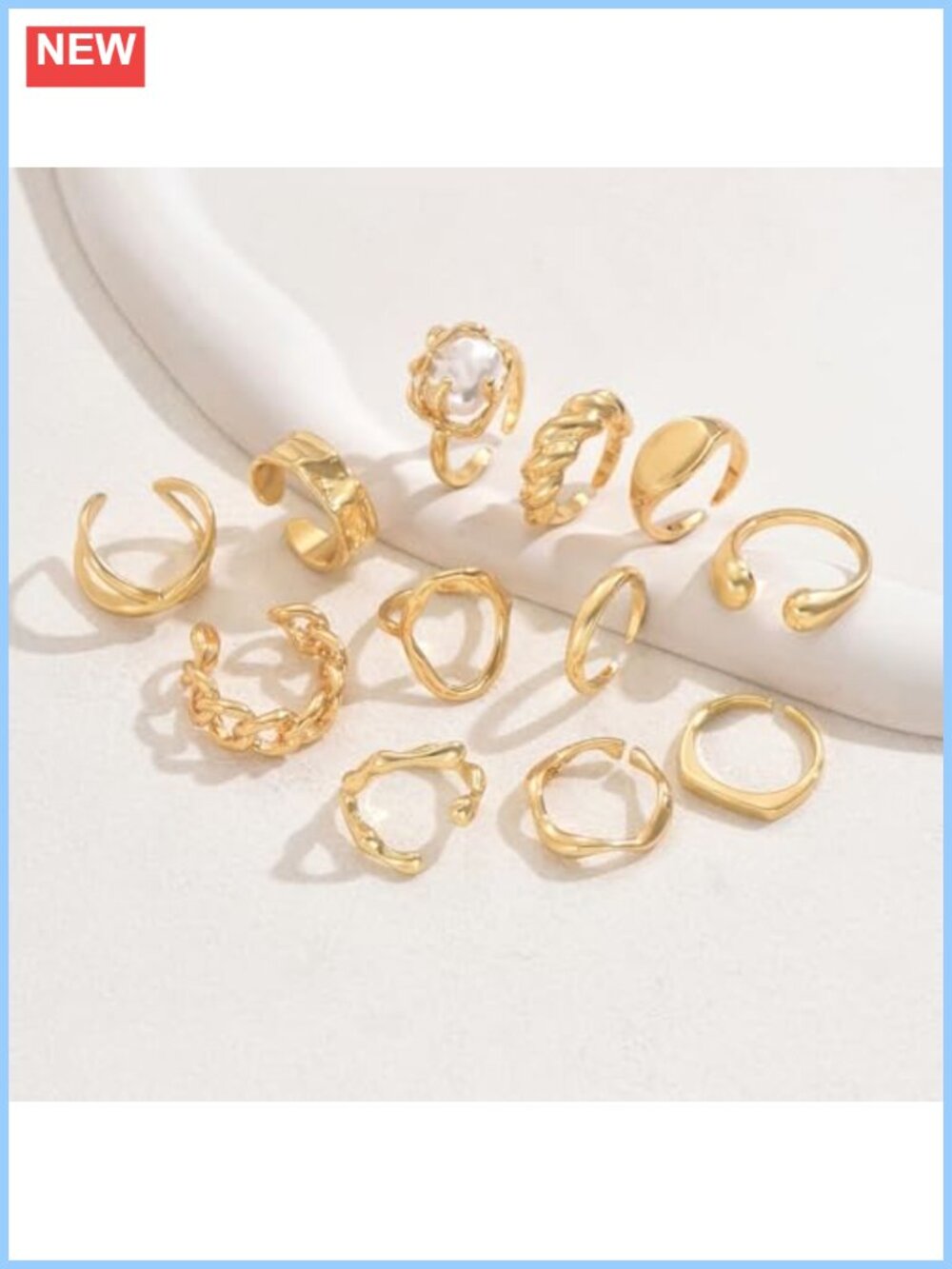 Chunky Stackable Rings Set Adjustable Zinc Statement Rings Women - Picture 2 of 5